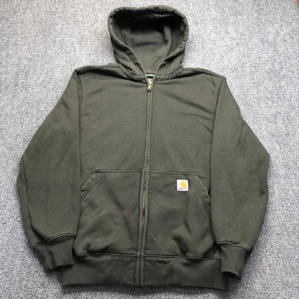 Carhartt Rain Defender Hoodie Mens Medium Loose Fit Olive Green Full Zip Jacket